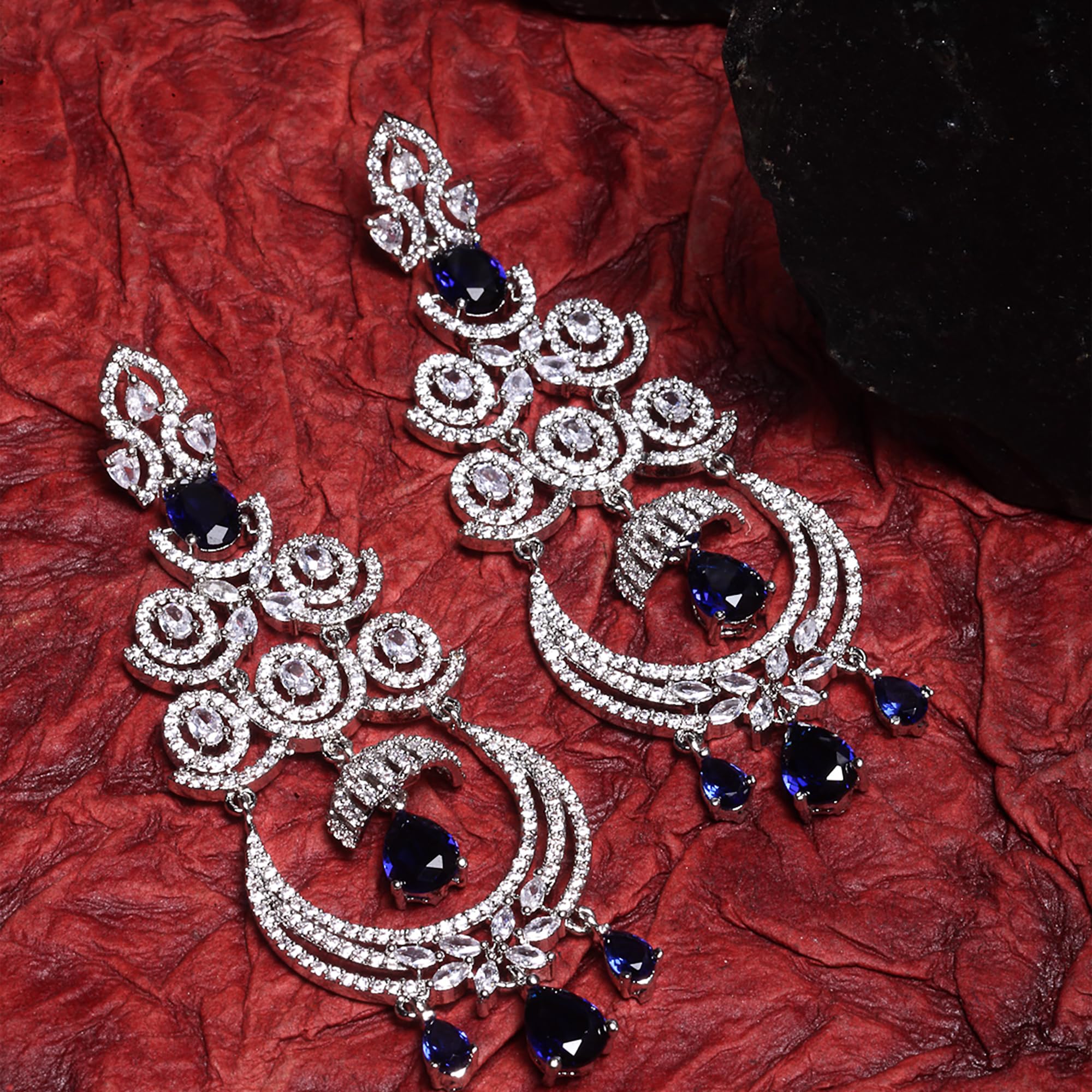 Floral Shaped Diamond Dangle Chandelier Earring